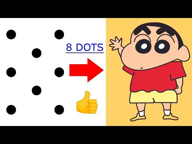 Turn 8 dots into shinchan drawing easy - How to draw shinchan drawing easy for kids step by step