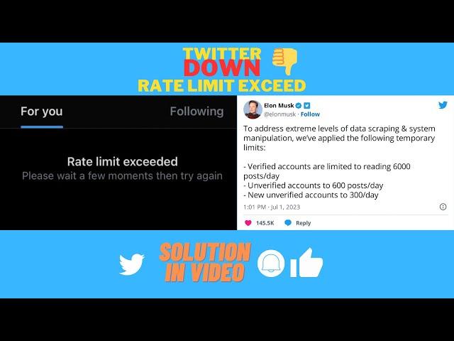 RATE LIMIT EXCEEDED TWITTER | TO RESOLVE THIS ISSUE, YOU CAN TAKE THE FOLLOWING STEPS