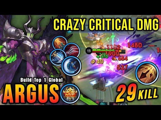 29 Kills!! One Shot Build Argus Crazy Critical Damage!! - Build Top 1 Global Argus ~ MLBB