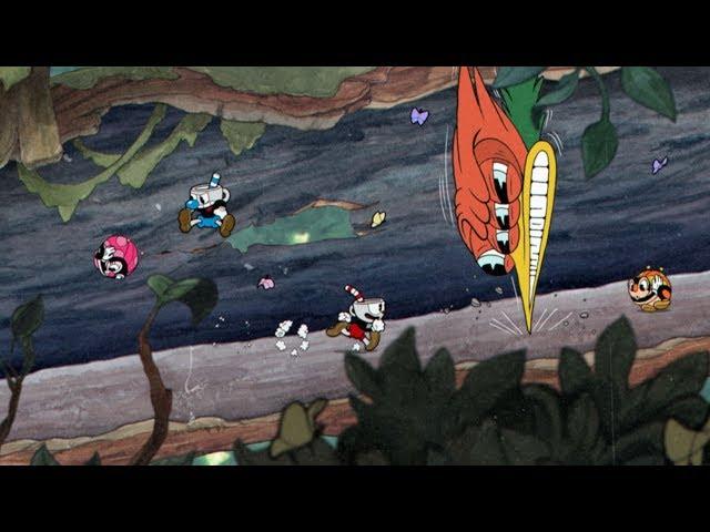 Cuphead run 'n gun level gameplay