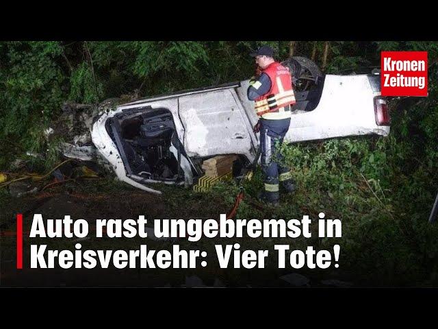 Auto rast ungebremst in Kreisverkehr: Vier Tote! | krone.tv NEWS