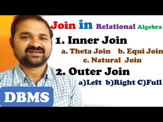 Join Operation in Relational Algebra || Inner Join || Outer Join || DBMS