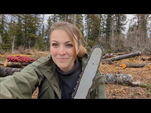 Solo Woman Clearing Land in Alaska