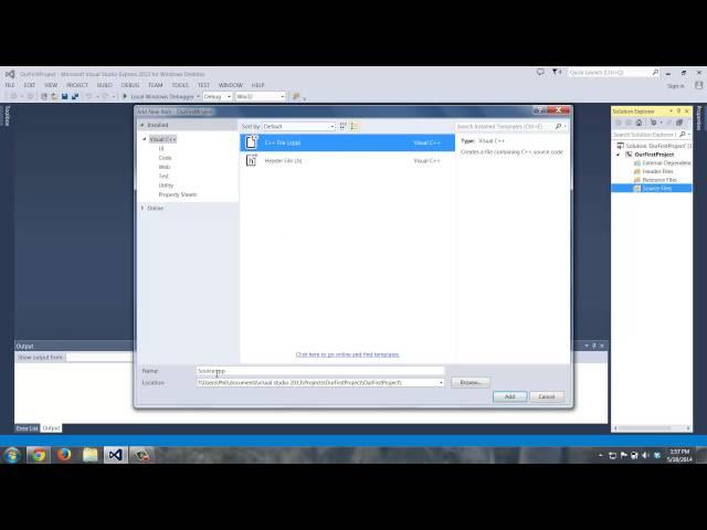 Creating a Basic C++ Application in Visual Studio 2013