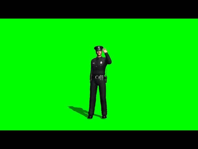 police officer regulates the traffic - differnet views - green screen effects - free use