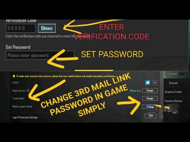 How To Change 3rd Link In Game Password In Pubg Mobile | Change Password By Link Mail | PUBG MOBILE