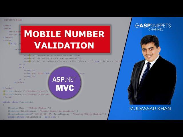 Client Side Mobile Number Validation using Data Annotations in ASP.Net MVC