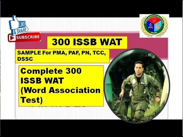 300 ISSB WAT(WORD ASSOCIATION TEST)  2020 for PMA, PAF, PN ,TCC, DSSC, 300 ISSB WAT 2020 for PMA,PAF