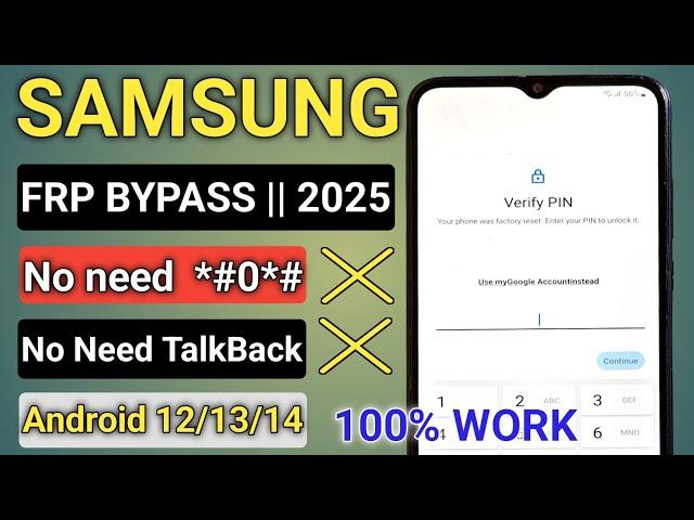 All Samsung Frp Bypass Android 14-13-12 New Security 2025 || No Code *#0*# - No Need TalkBack