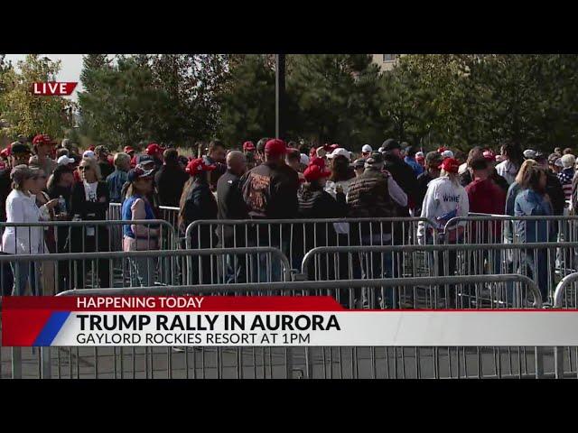 Long lines forming for attendees to get into Trump's rally in Aurora