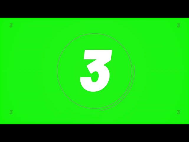 3 Seconds Countdown with Visual Effects and Sound Design - Green Screen 4K High Quality