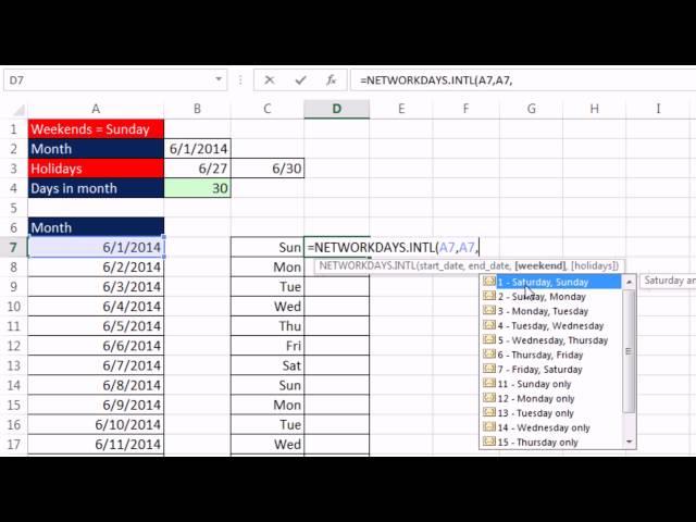 Excel Magic Trick 1124: Conditional Format Sundays & Weekends: NETWORKDAYS.INTL & NOT functions