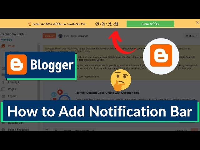  How to Add Floating Bar in Blogger | Add Notification Bar with Link in Blogger