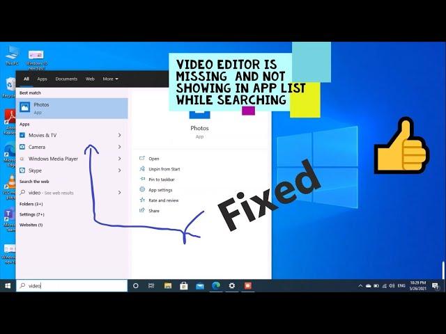 Video Editor is missing in windows 10 | Video Editor App not showing search list