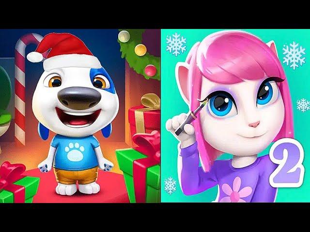 My Talking Hank islands vs My Talking Angela 2 Christmas update 2024 Santa Hank vs Elf Angela