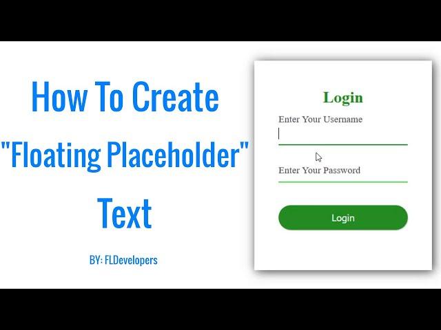 How to create Floating Placeholder Text in HTML & CSS - FL Developers