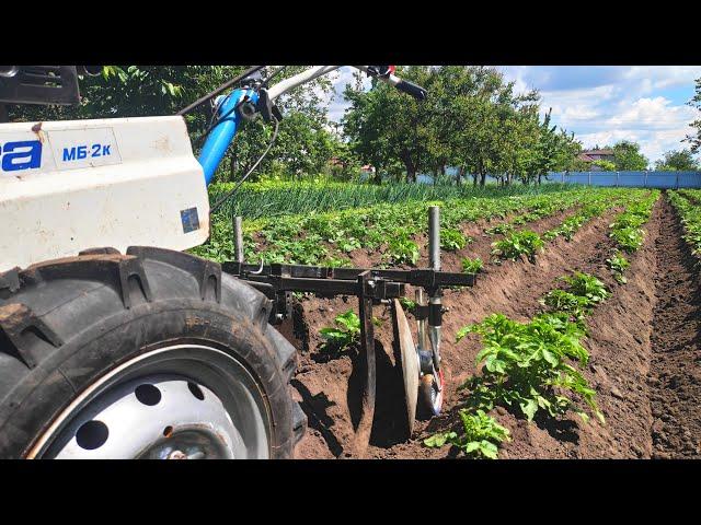 WHY I DID NOT DO THIS BEFORE when hilling potatoes with a MOTOR BLOCK WITH DISC GRINDERS AND WHEELS.