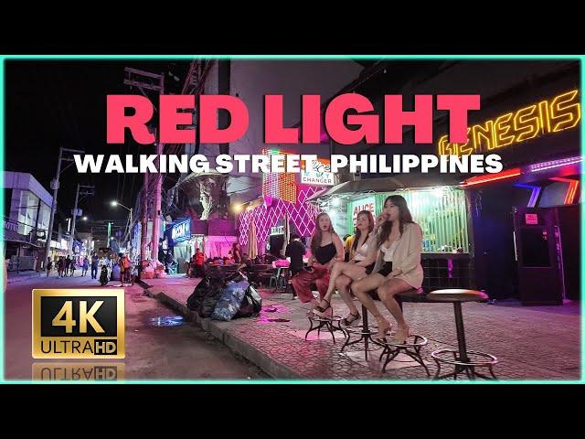 Night Life in WALKING STREET the RED LIGHT DISTRICT of Angeles City, Pampanga Philippines 4K 