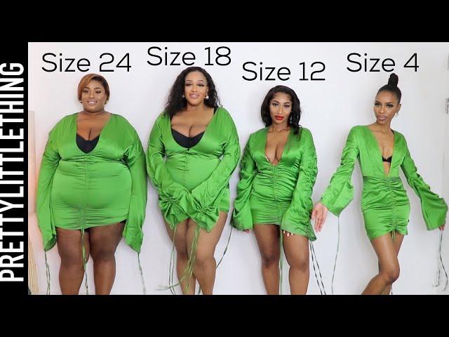 SIZE 4 vs 12 vs 18 vs 24 TRY ON SAME PRETTY LITTLE THING OUTFITS
