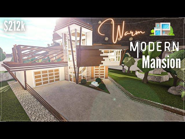 Warm Modern Mansion   Roblox Bloxburg Build (Part 1/2) This build requires no large plot Gamepass!