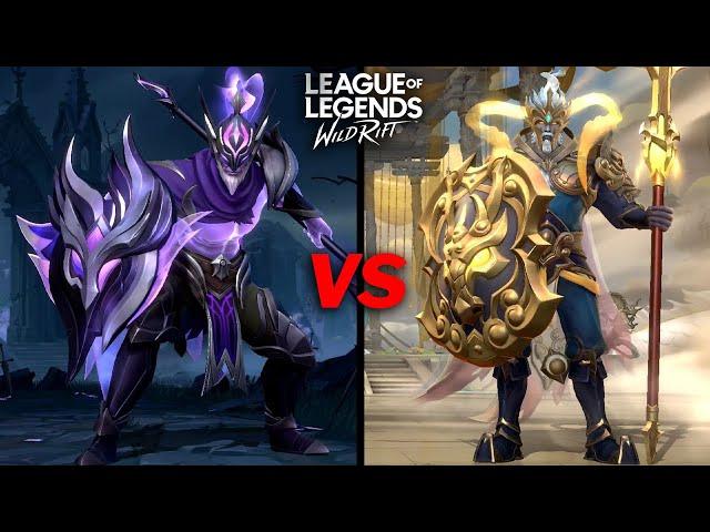 Pantheon Lunar Guardian VS Ashen Conqueror Pantheon Skin Comparison Wildrift