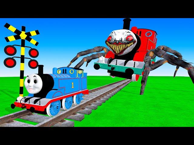 【踏切アニメ】あぶない電車 TRAIN Vs THOMAS AND FRIENDS Fumikiri 3D Railroad Crossing Animation #Train