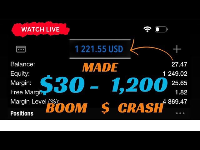 WATCH HOW I TURNED $30 TO $1,200. THIS STRATEGY WORKS EVERY TIME ON BOOM AND CRASH.