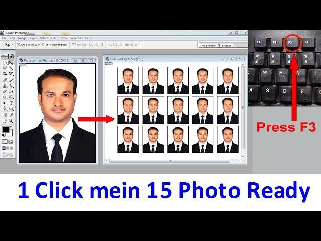 How to create shortcut key in adove Photoshop 7.0 || shortcut key kaise banaye for Passport  photo