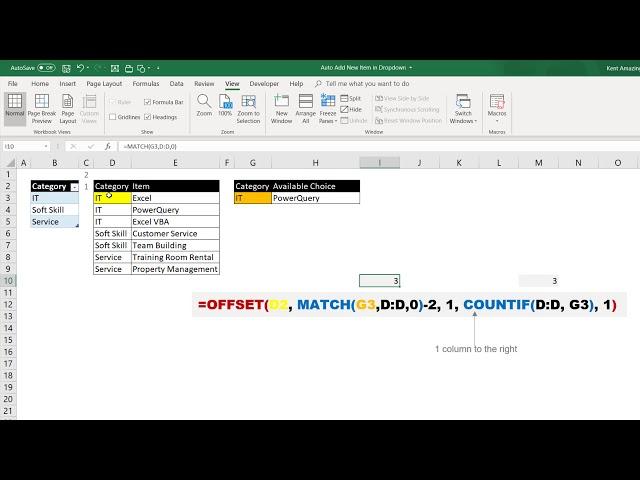 Excel Advanced  - Dependable Drop down Child List using OFFSET MATCH COUNTIF