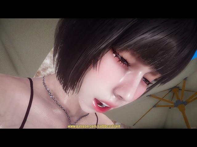 Cute Asian girl Giantess growth animation