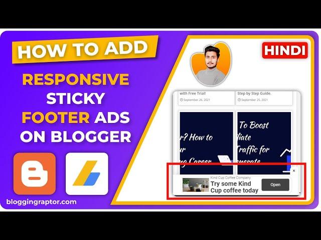 How to Add Sticky Footer Ads on Blogger in Hindi