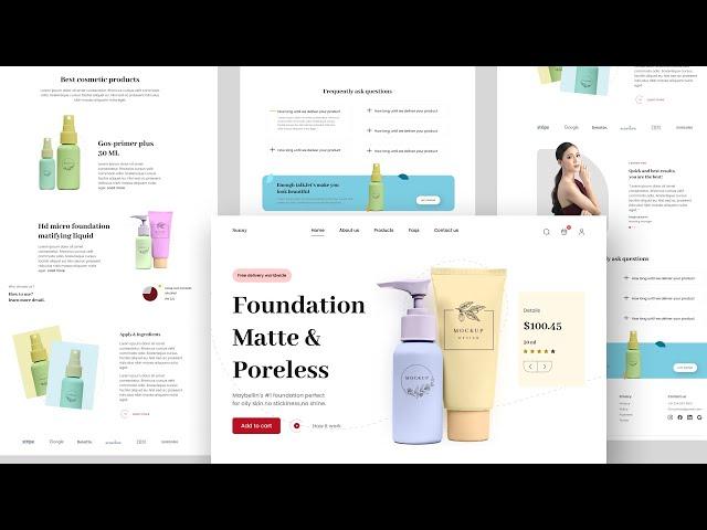 Cosmetics Landing Page UI Design In Figma + Responsive + AutoLayout | Step By Step