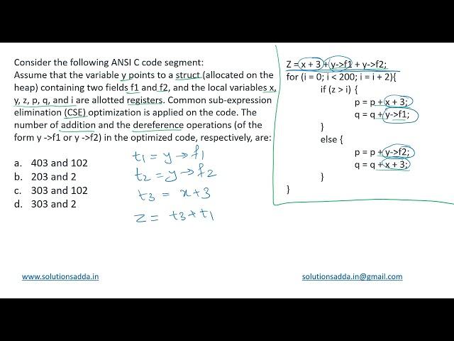 GATE 2021 SET-2 | CD | SUBEXPRESSION ELIMI | GATE TEST SERIES | SOLUTIONS ADDA | EXPLAINED BY POOJA