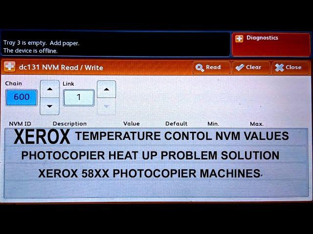 machine temperature control nvm values xerox 58xx
