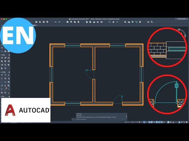 AutoCAD | Draw fast and professionally Walls, Windows, Doors, Insulations | Detailed