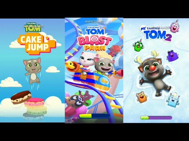 My Talking Tom 2 vs Talking Tom Blast Park vs Talking Tom Cake Jump Gameplay Android ios