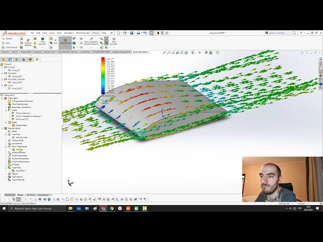 SolidWorks Flow Simulation of the wing profile