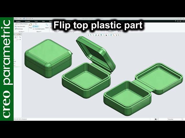 Flip top plastic part | Spinal bend in Creo Parametric