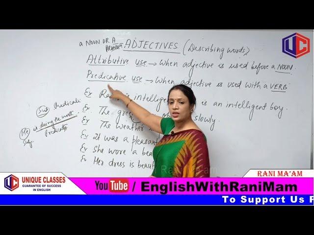 Adjective | Attributive and Predicative Use of Adjective | Basic English Grammar By Rani Mam [Hindi]