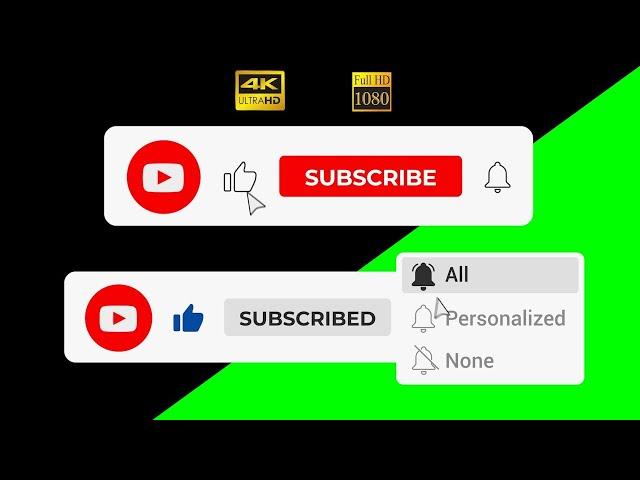 Subscribe button all notification #5 | green screen, transparent