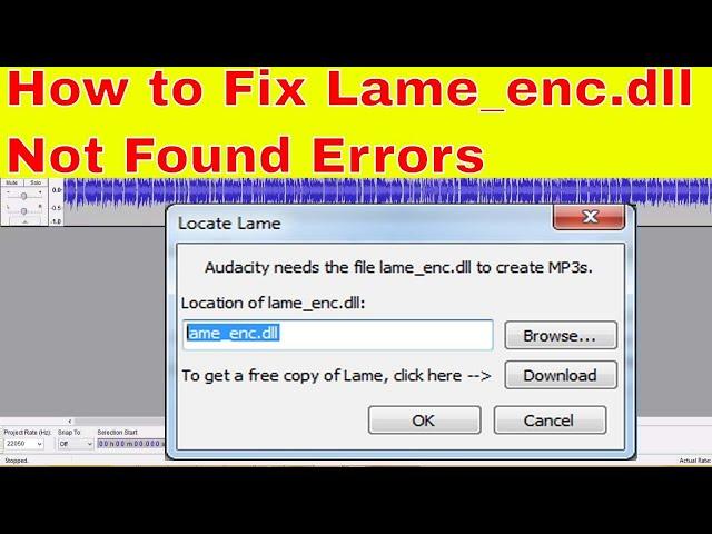 audacity lame_enc.dll missing Solution