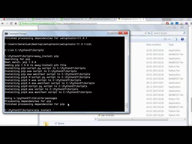 Selenium Python Tutorial - Installing selenium on widows