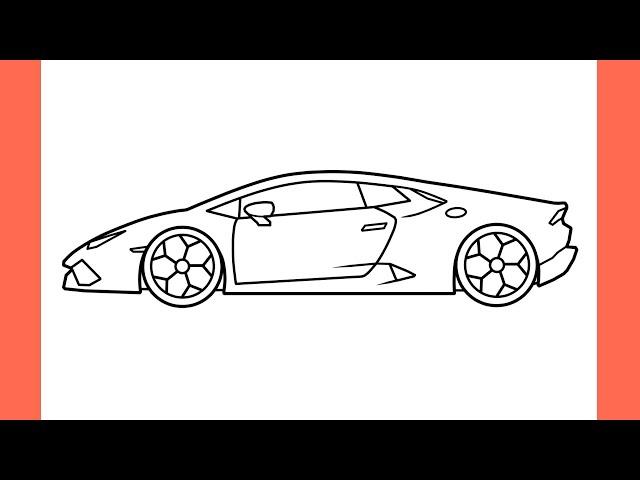 How to draw a LAMBORGHINI HURACAN step by step / drawing lambo sports car easy