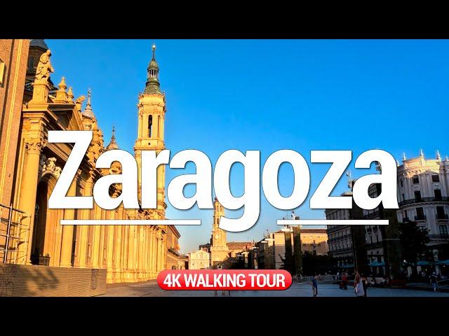 Zaragoza 4K Walking Tour (Spain) 🟡 90 min Tour & Immersive Sound  [4K Ultra HD]  Discover Zaragoza