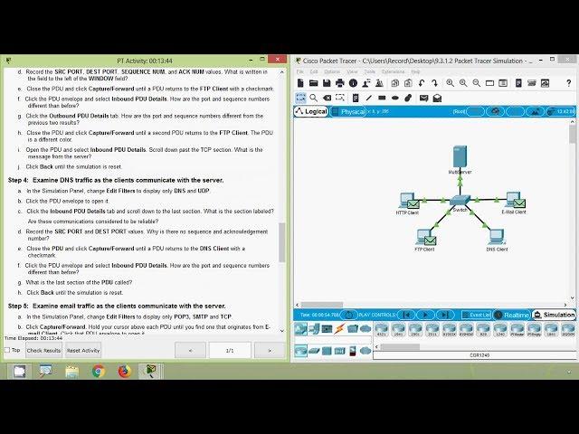 Packet Tracer Simulation - Exploration of TCP and UDP Communications