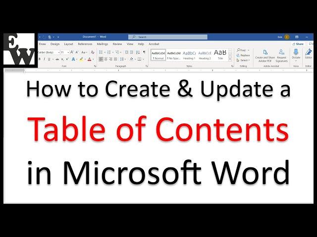 How to Create and Update a Table of Contents in Microsoft Word