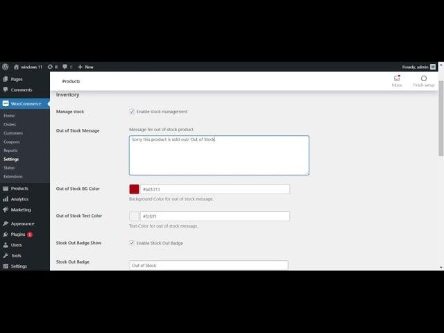 Out of Stock message for woocommerce product -- WordPress plugin