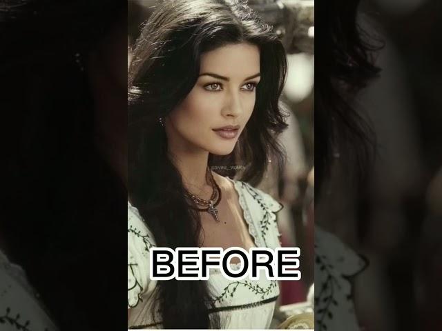 CATHERINE ZETA JONES BEFORE AFTER 2023 MORTICIA ADDAMS SHORTS