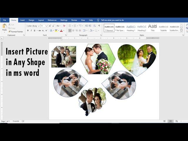 Ms word Tutorial - How to Insert Picture into any Shapes using Ms word