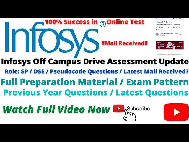 Infosys Off Campus Drive Assessment Update / Online Assessment / Full Preparation / Test Pattern